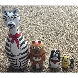 Cat & Mouse Nesting Dolls, 5, Bits & Pieces Cleo and Friends Russian Matryoshka
